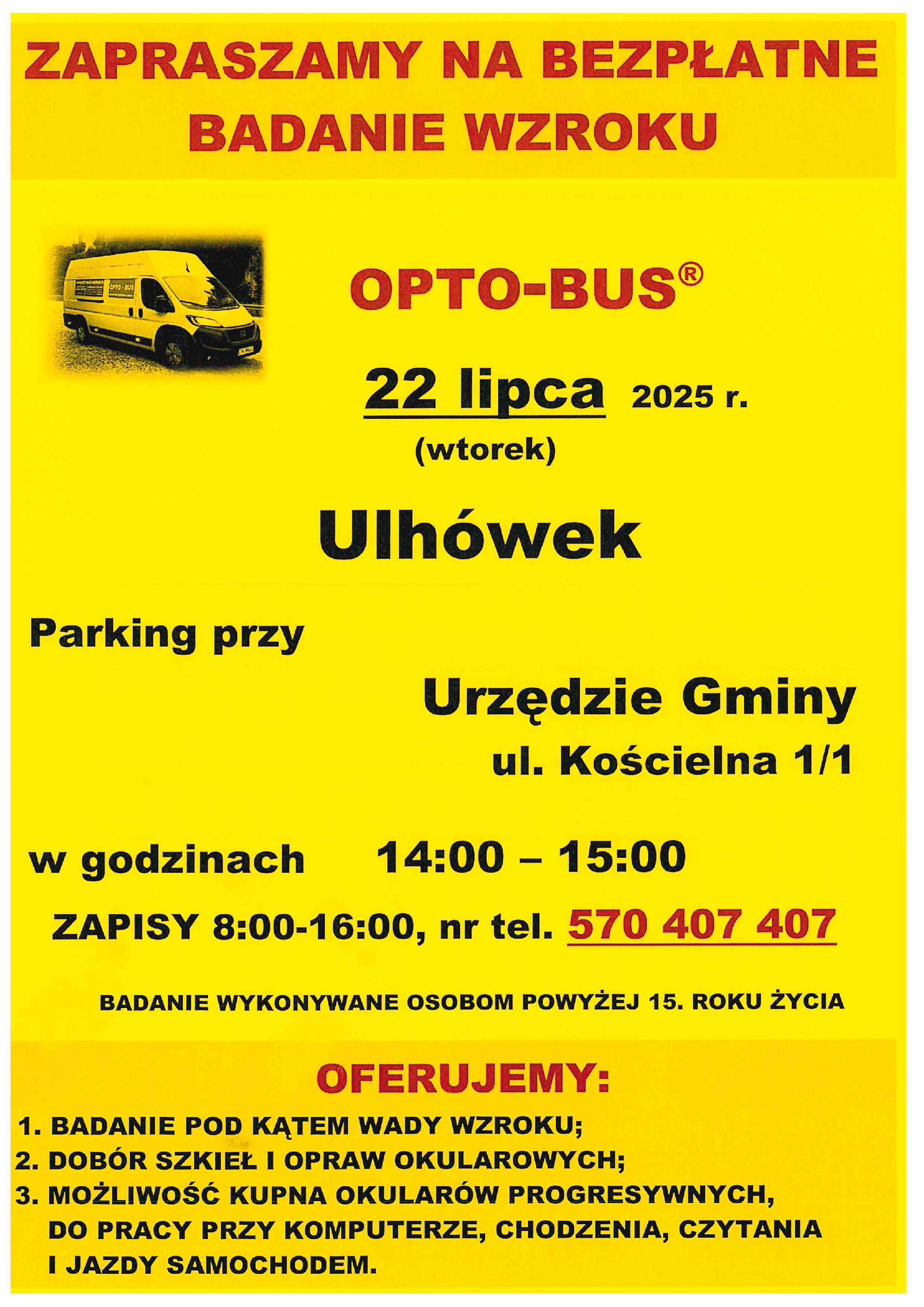 ZAPRASZAMY NA BEZPŁATNE BADANIE WZROKU