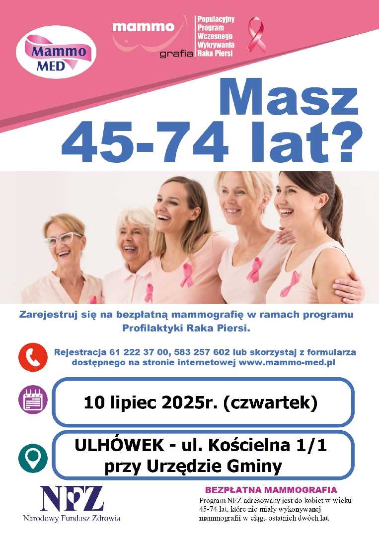 Zarejestruj się na bezpłatną mammografię
