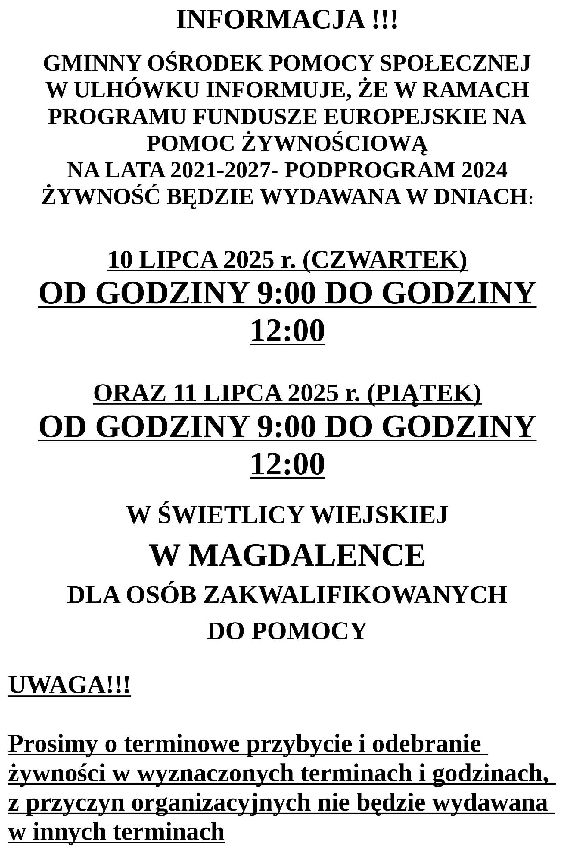 NA POMOC ŻYWNOŚCIOWĄ