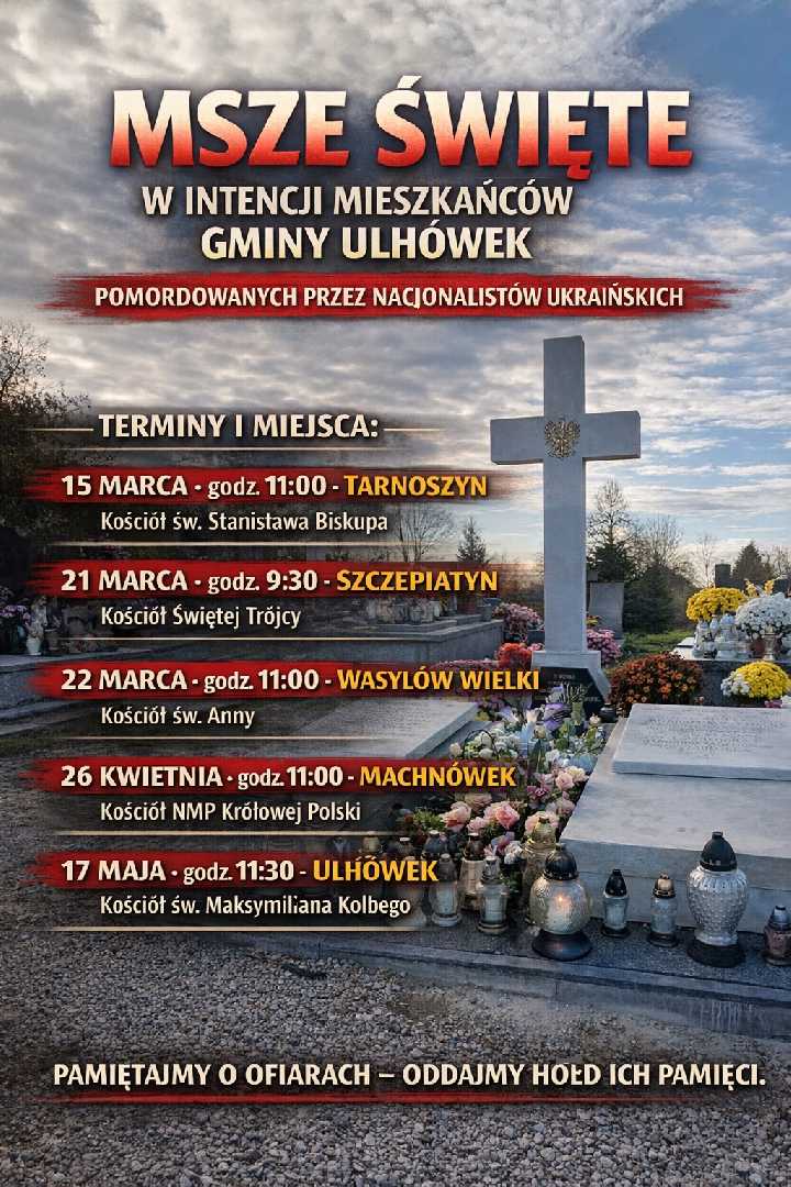 Msza Święta w intencji mieszkańców gminy Ulhówek pomordowanych przez nacjonalistów ukraińskich
