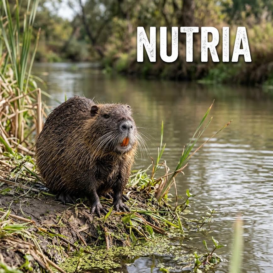 Plansza pomagająca rozpoznać nutrię