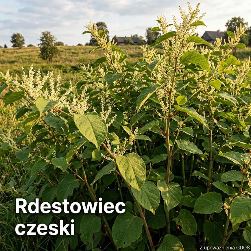 Plansza pomagająca rozpoznać rdestowiec czeski