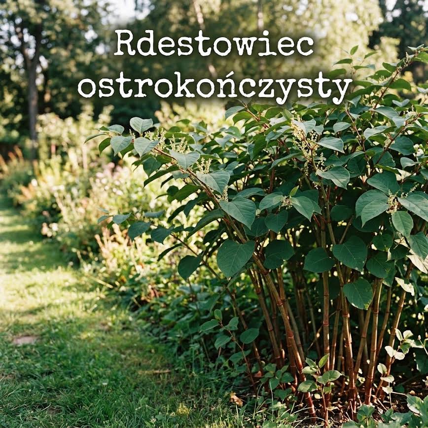 Plansza pomagająca rozpoznać rdestowiec ostrokończysty