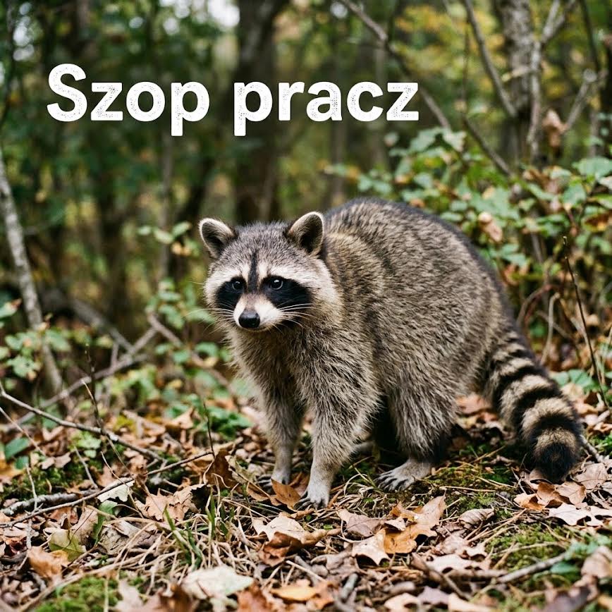 Plansza pomagająca rozpoznać szopa pracza